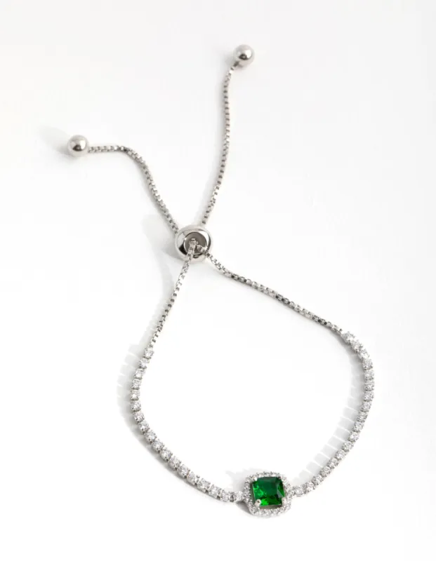 Silver Cubic Zirconia Square Halo Toggle Tennis Bracelet sold by lovisa