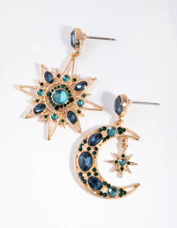 Gold Mini Star & Moon Earrings sold by lovisa