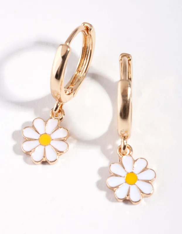 Gold Daisy Huggie Earrings sold by lovisa