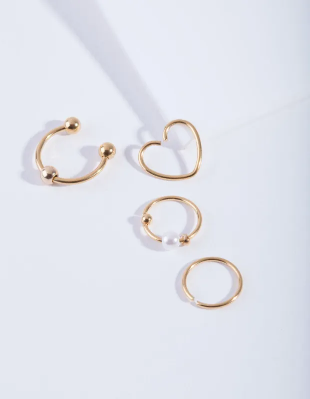 Gold Heart Ring Earring 4-Pack sold by lovisa