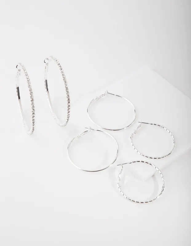 Silver Statement Diamante Earring Pack sold by lovisa