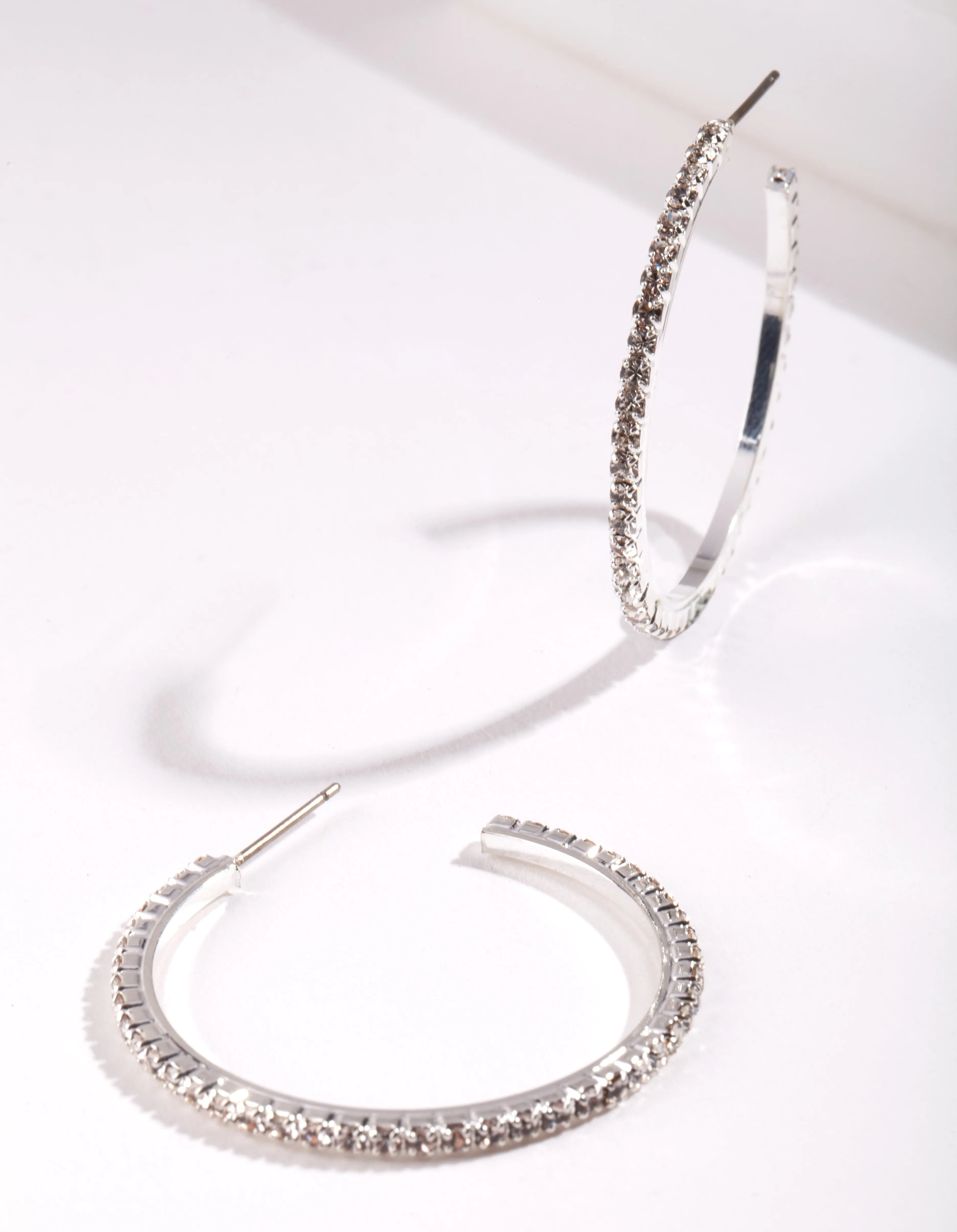 Silver Medium Diamante Hoop Earrings sold by lovisa