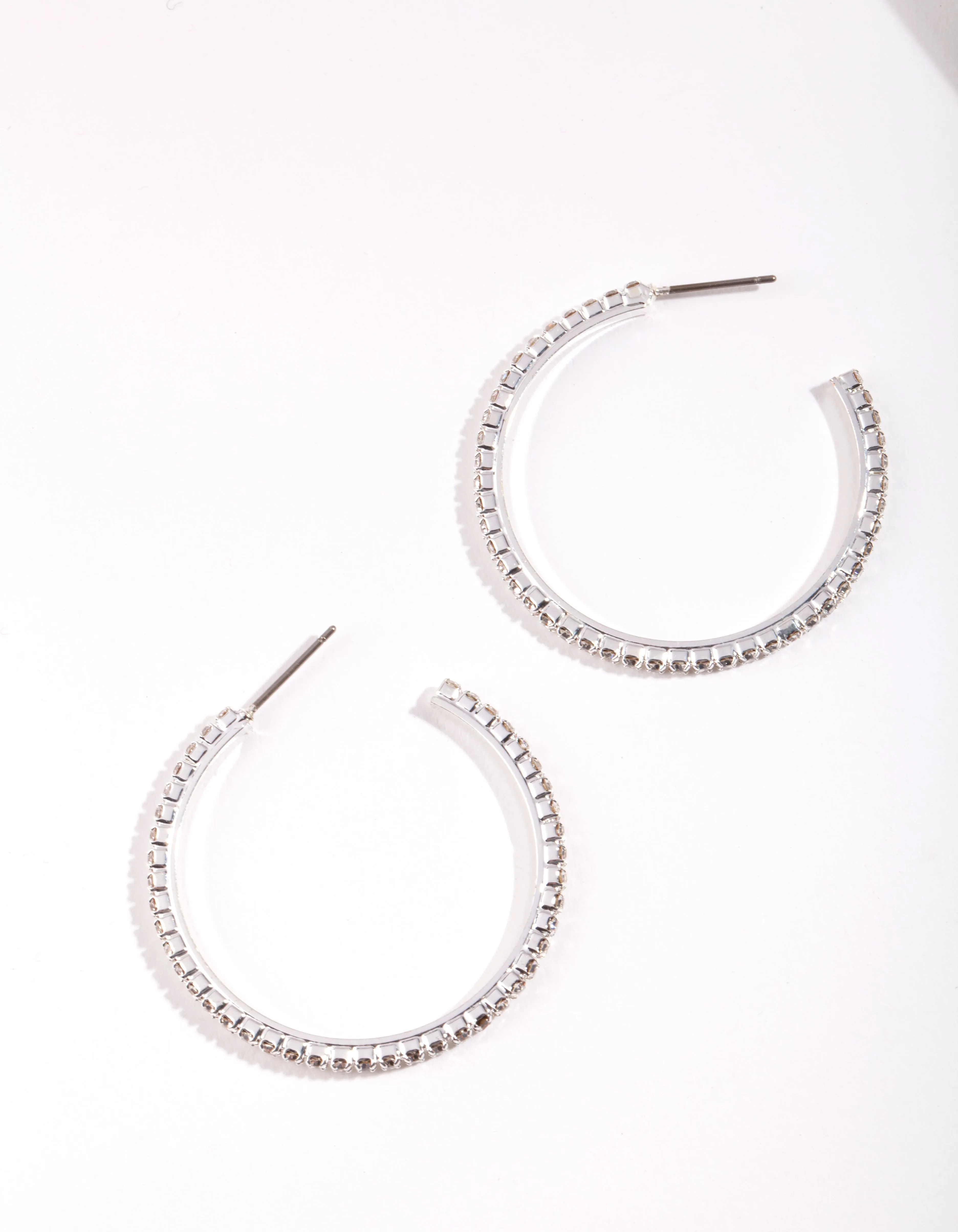 Silver Medium Diamante Hoop Earrings sold by lovisa product image thumbnail 2