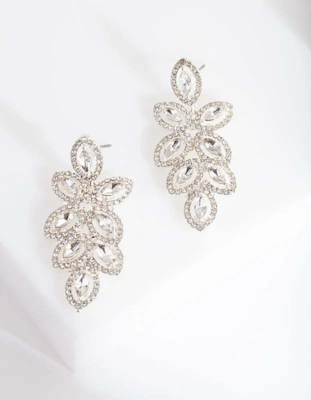 Silver Flower Gem Drop Earrings sold by lovisa