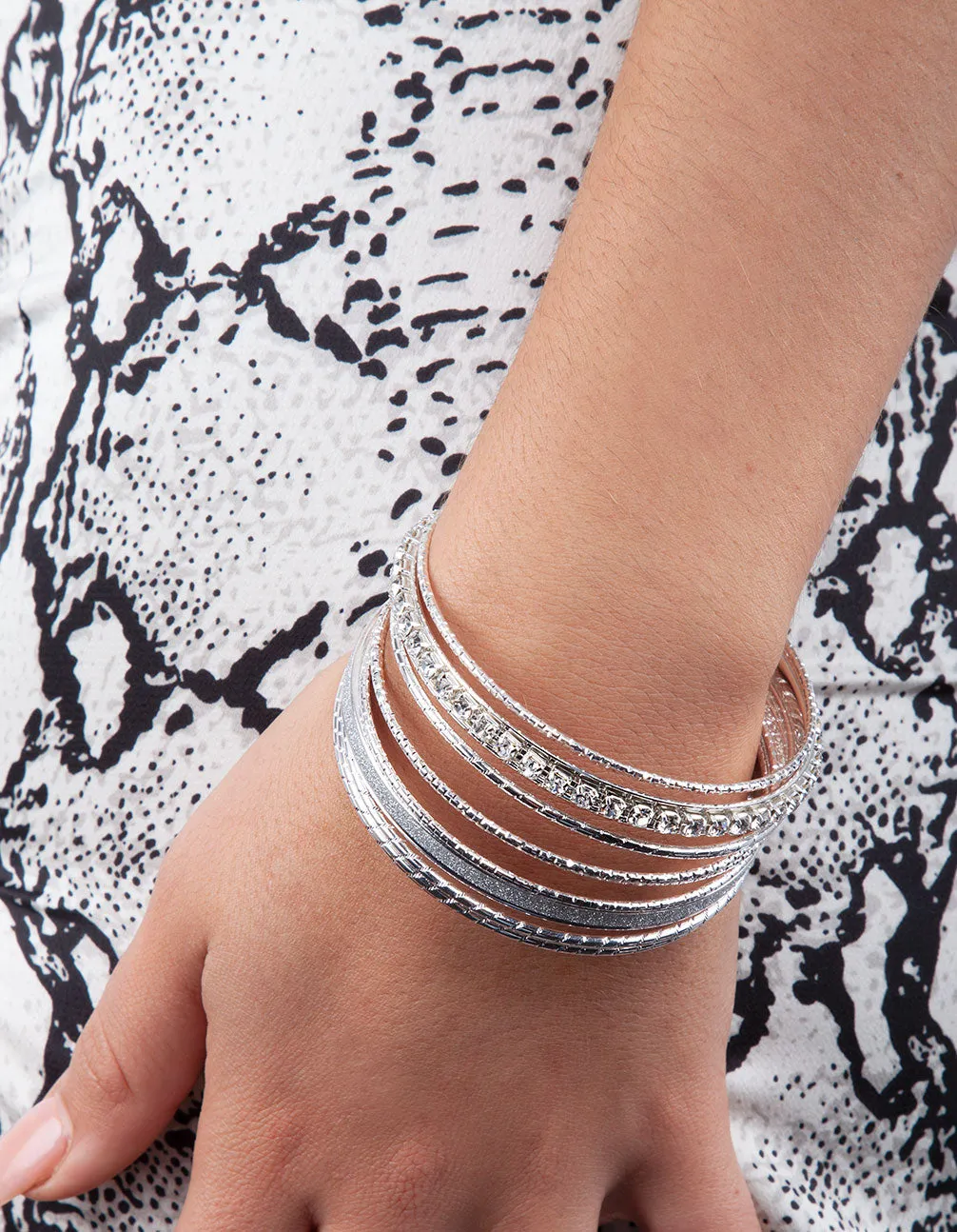 Silver Cup Chain Glitter Multi Bangle sold by lovisa product image thumbnail 3