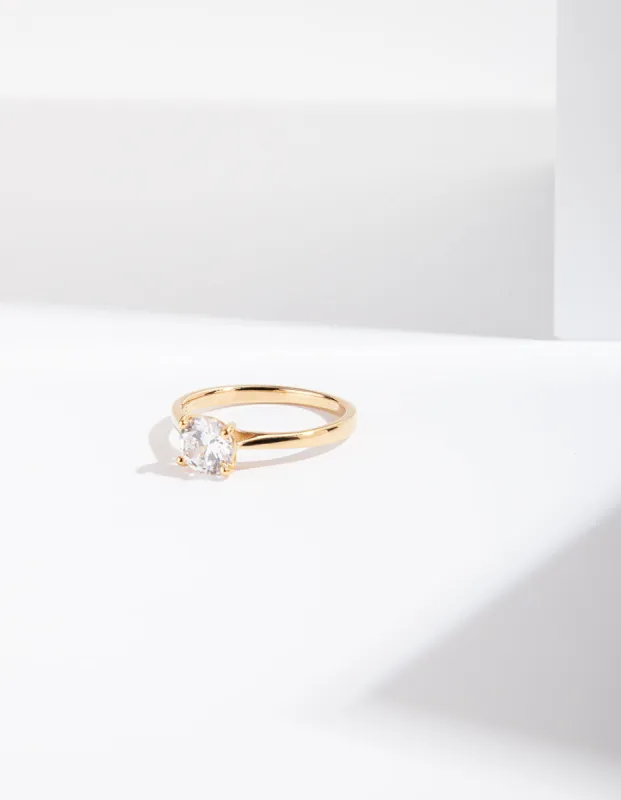 Gold Plated Sterling Silver Round Engagement Ring sold by lovisa