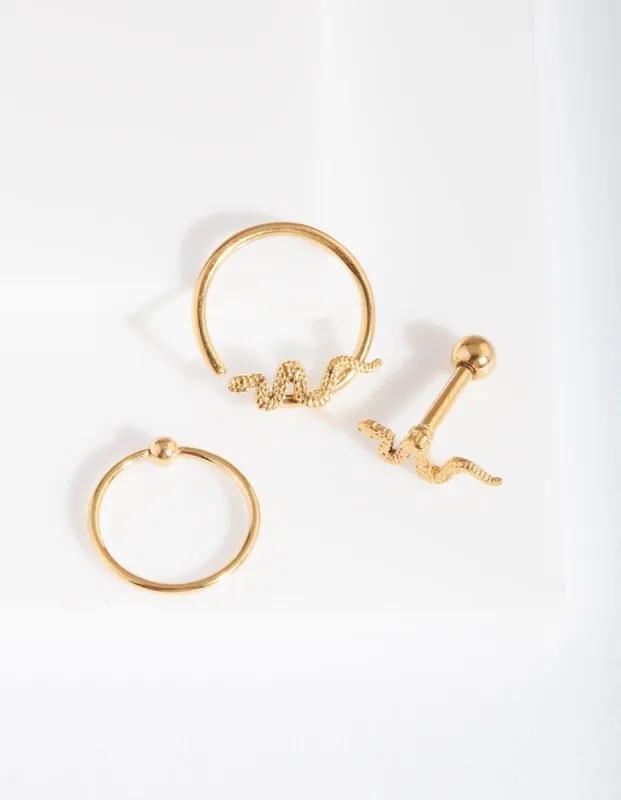 Gold Snake Earring Pack sold by lovisa
