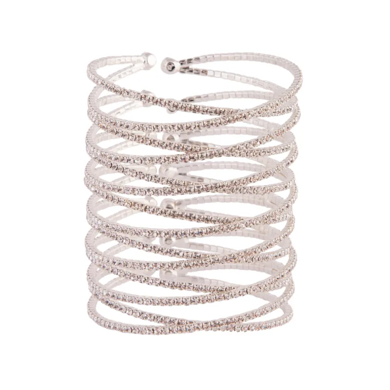 Diamante Silver Crossover Multi Layer Cuff sold by lovisa