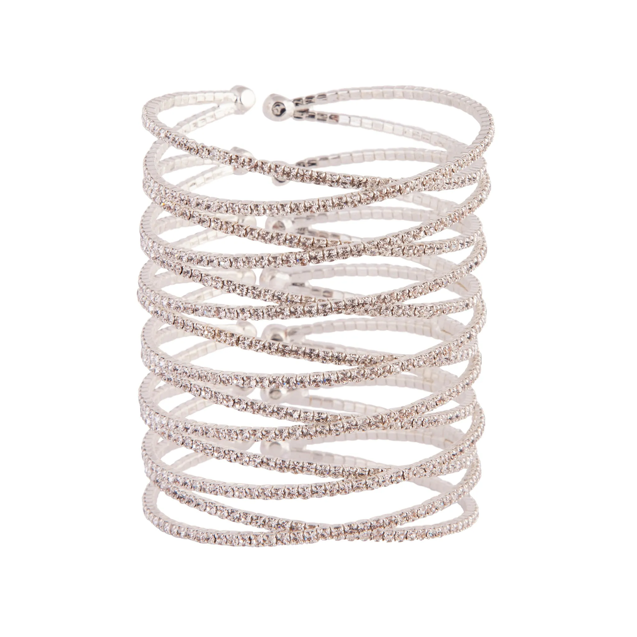 Diamante Silver Crossover Multi Layer Cuff sold by lovisa