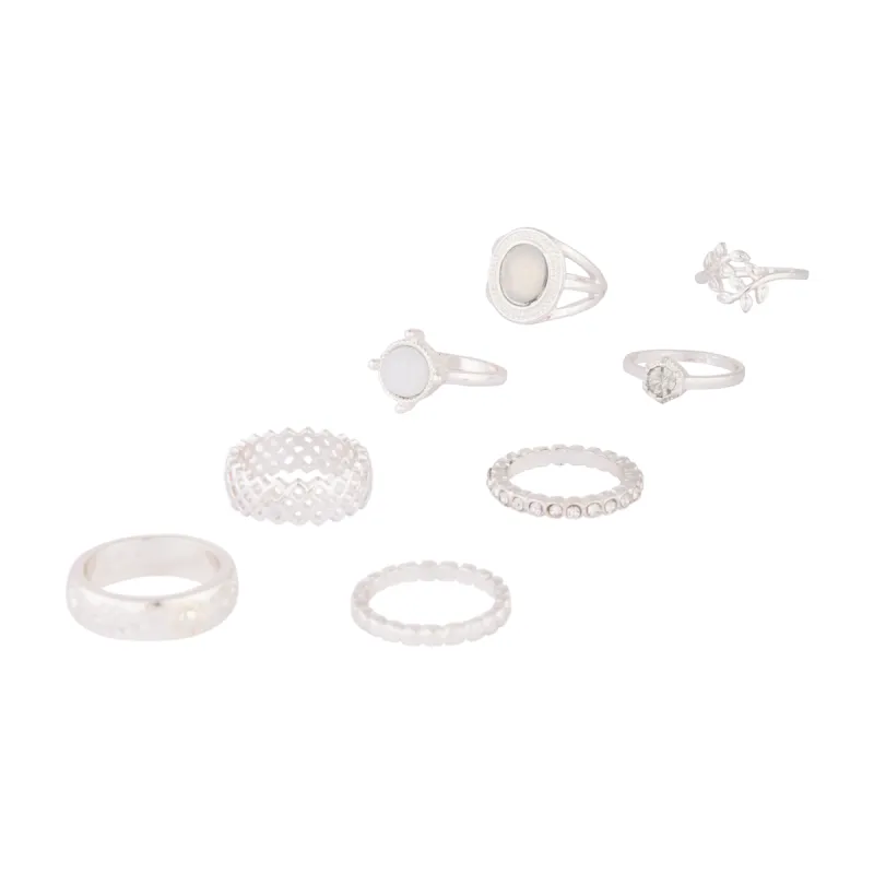 Silver Crosshatch Ring 8-Pack sold by lovisa