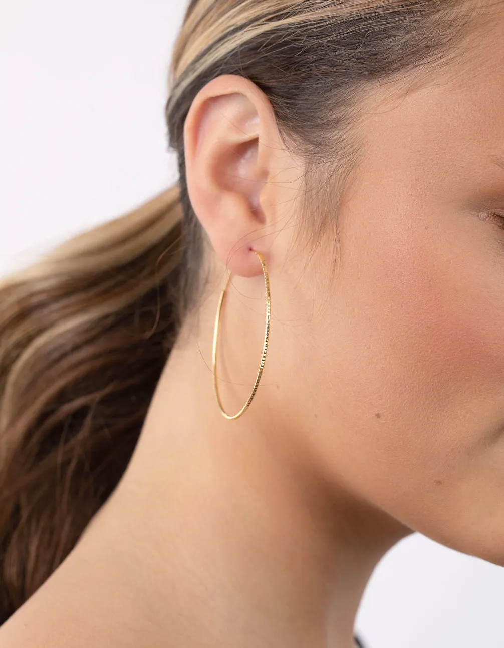 Gold Plated Sterling Silver Diamond Cut Hoop Earrings sold by lovisa product image thumbnail 2