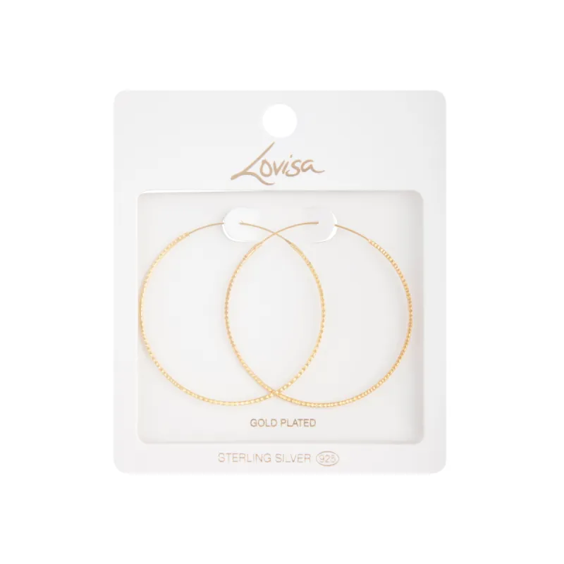 Gold Plated Sterling Silver Diamond Cut Hoop Earrings sold by lovisa