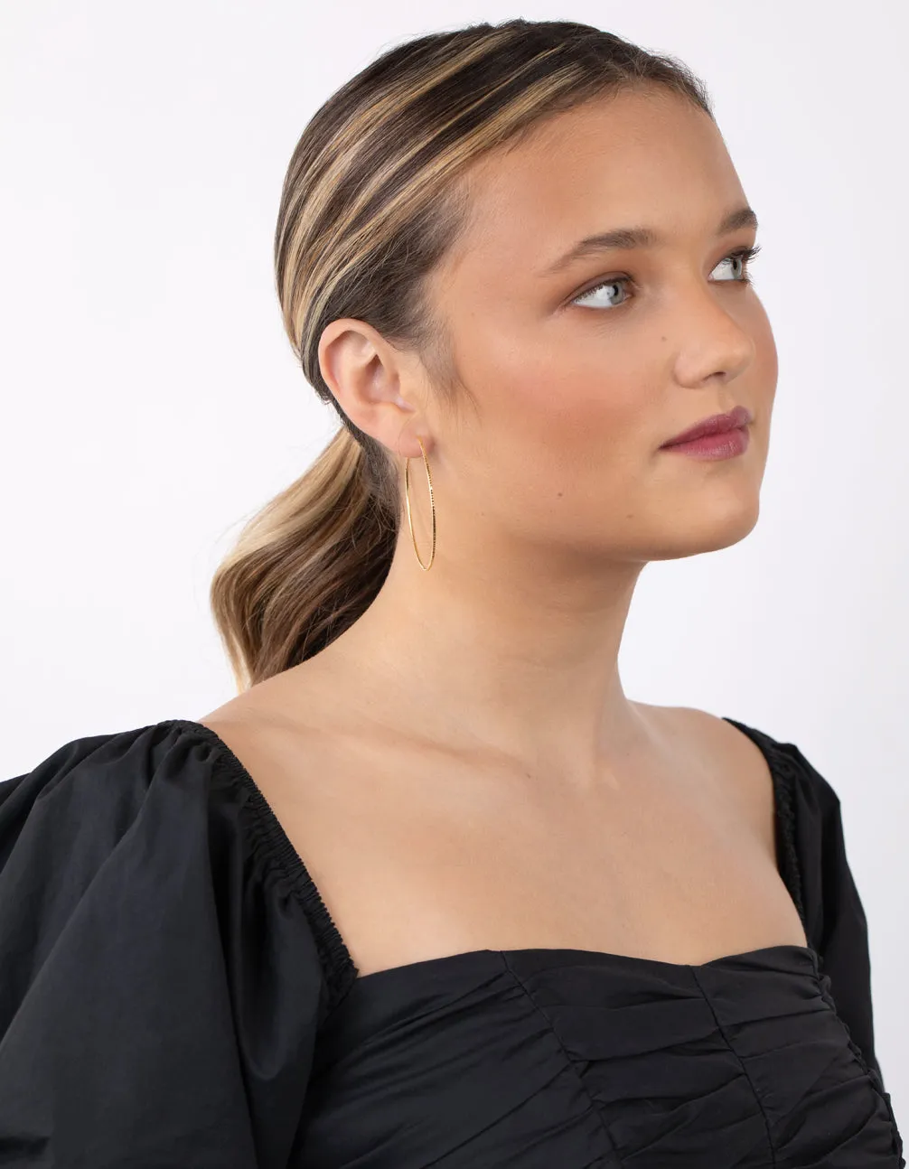 Gold Plated Sterling Silver Diamond Cut Hoop Earrings sold by lovisa product image thumbnail 3