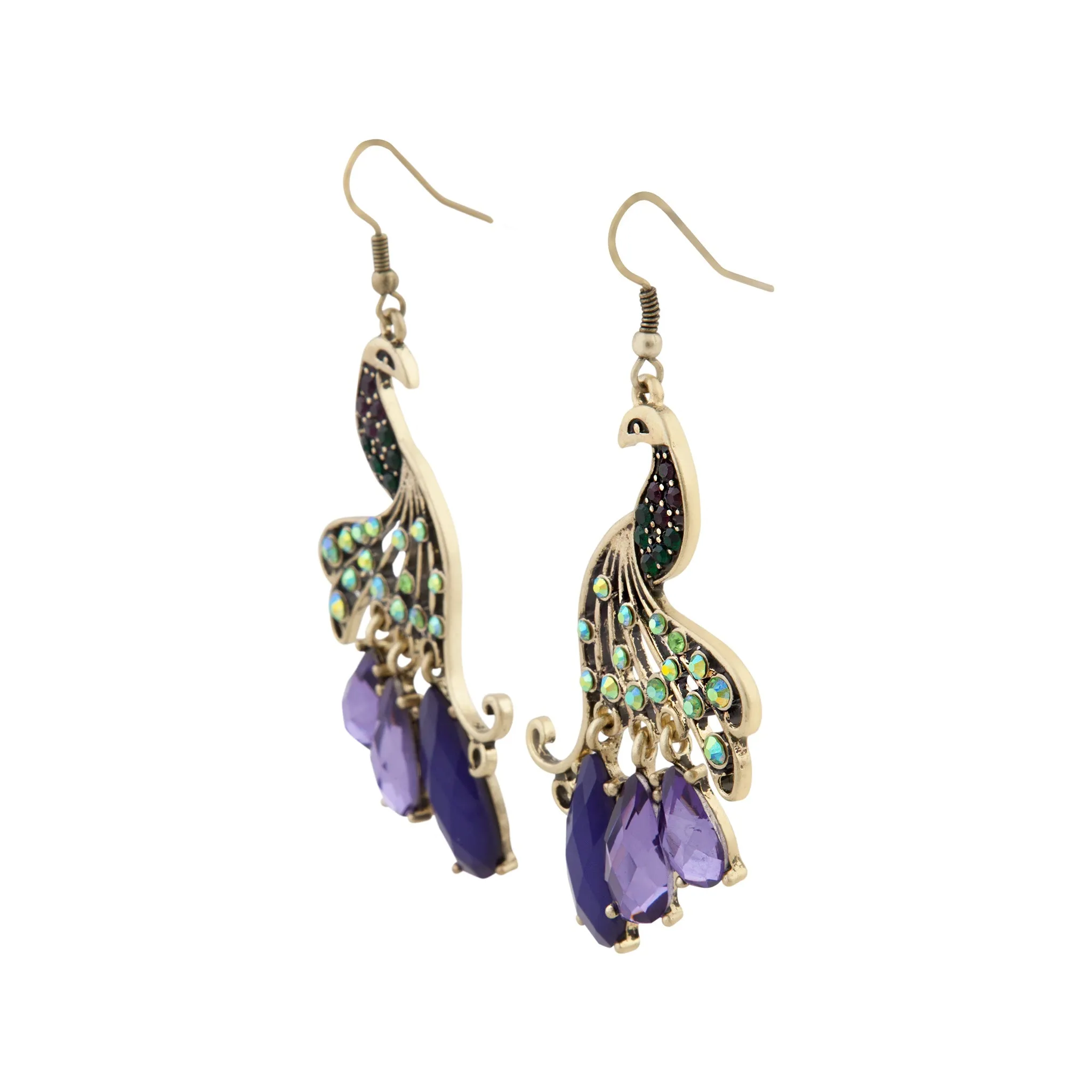 Jewelled Peacock Earrings In Burnished Gold sold by lovisa product image thumbnail 3