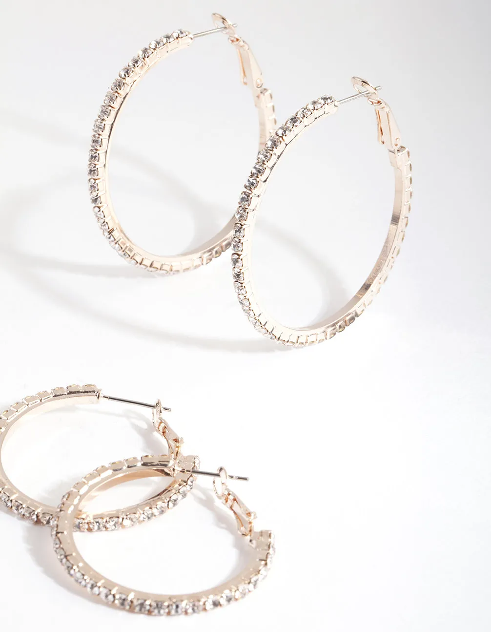Mixed Size Rose Gold Diamante Hoop Pack sold by lovisa product image thumbnail 2