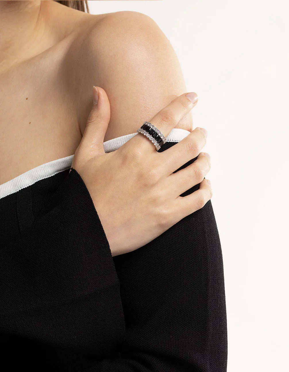 Silver Cubic Zirconia Large Baguette 3-Row Ring sold by lovisa product image thumbnail 3