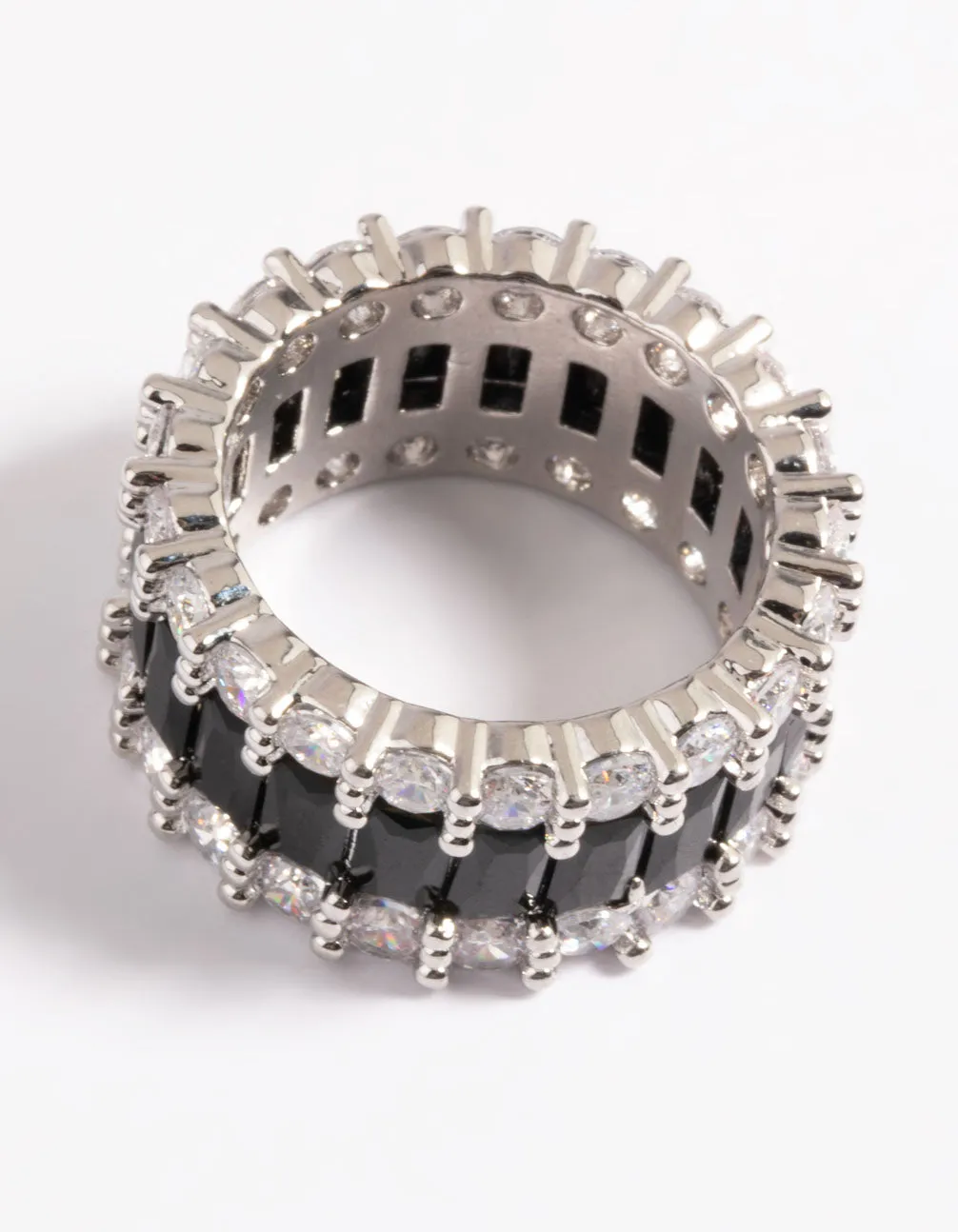 Silver Cubic Zirconia Large Baguette 3-Row Ring sold by lovisa product image thumbnail 4