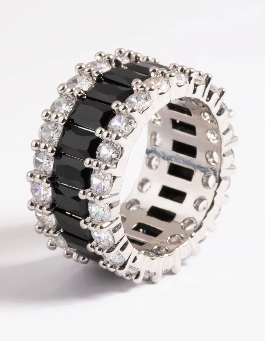 Silver Cubic Zirconia Large Baguette 3-Row Ring sold by lovisa product image thumbnail 5