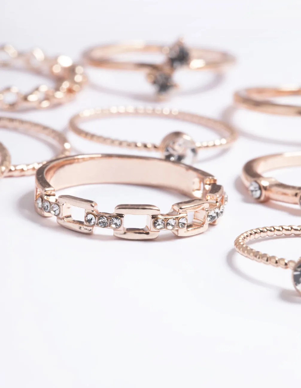 Rose Gold Crystal Chain Ring Pack sold by lovisa product image thumbnail 2