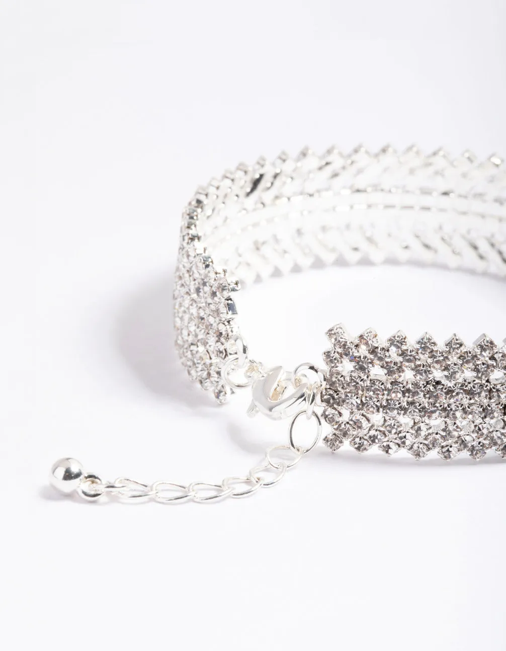 Silver 9 Row Twist Diamante Cuff Bangle sold by lovisa product image thumbnail 3