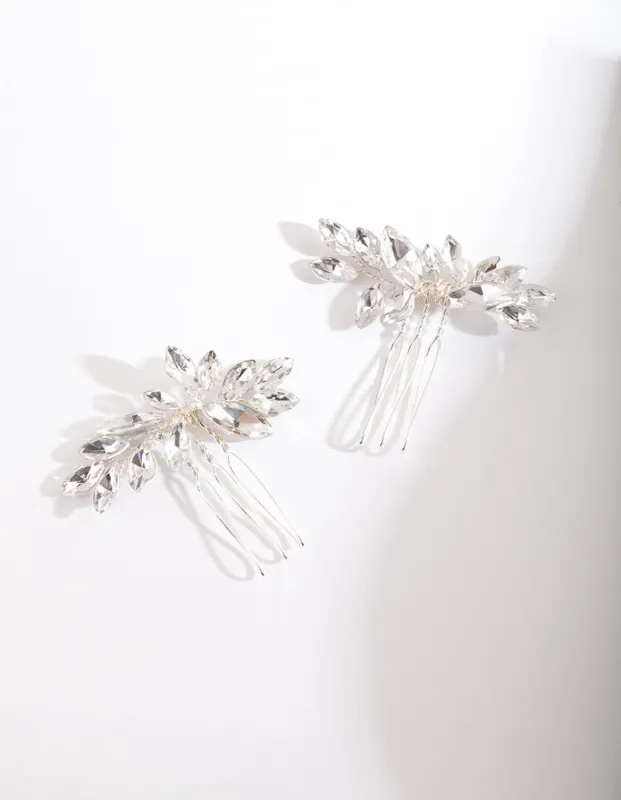 Silver Floral Gem Hair Pin Pack sold by lovisa