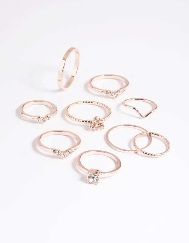 Rose Gold Fine Faux Ring Pack sold by lovisa