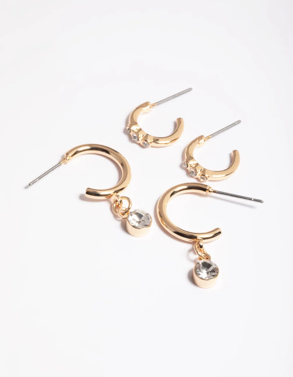 Gold Diamante Detail Hoop Earrings Pack sold by lovisa