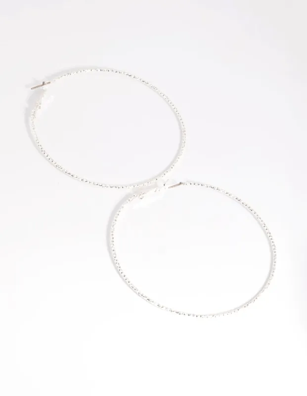 Silver 70mm Facet Textured Hoop Earrings sold by lovisa