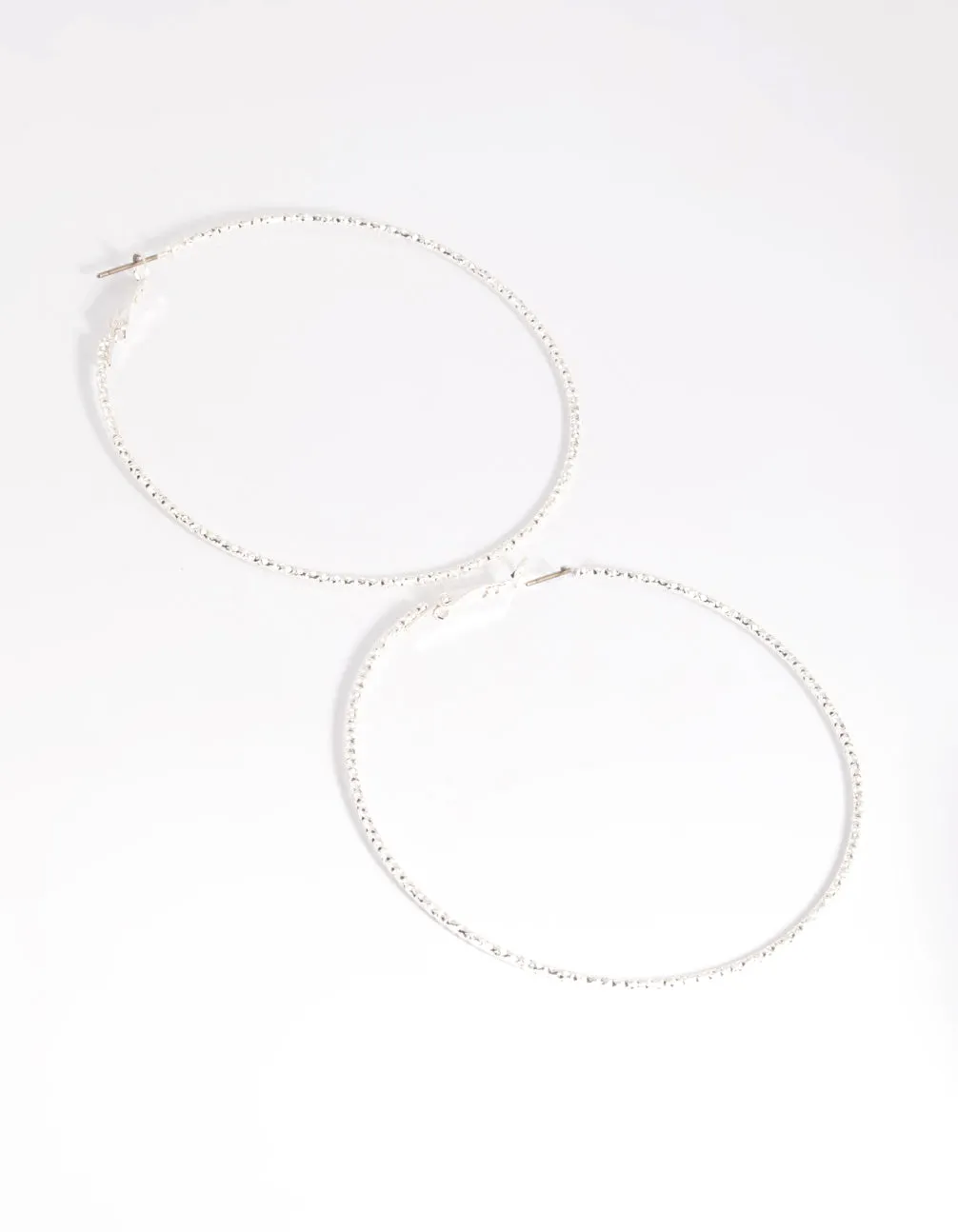 Silver 70mm Facet Textured Hoop Earrings sold by lovisa