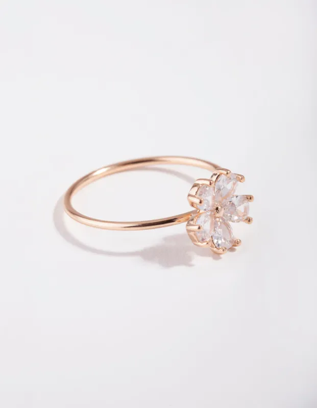 Rose Gold Cubic Zirconia Daisy Ring sold by lovisa