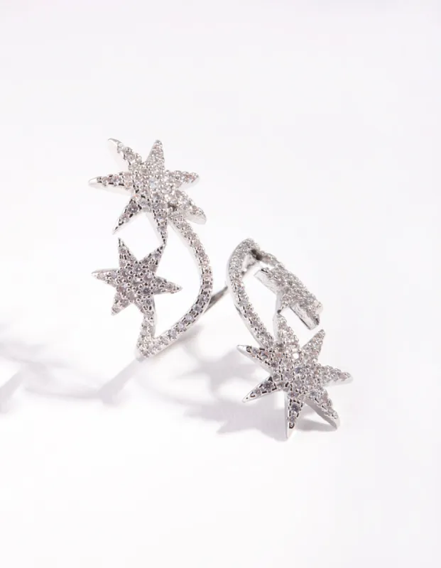 Silver Cubic Zirconia Spiral Stars Ring sold by lovisa