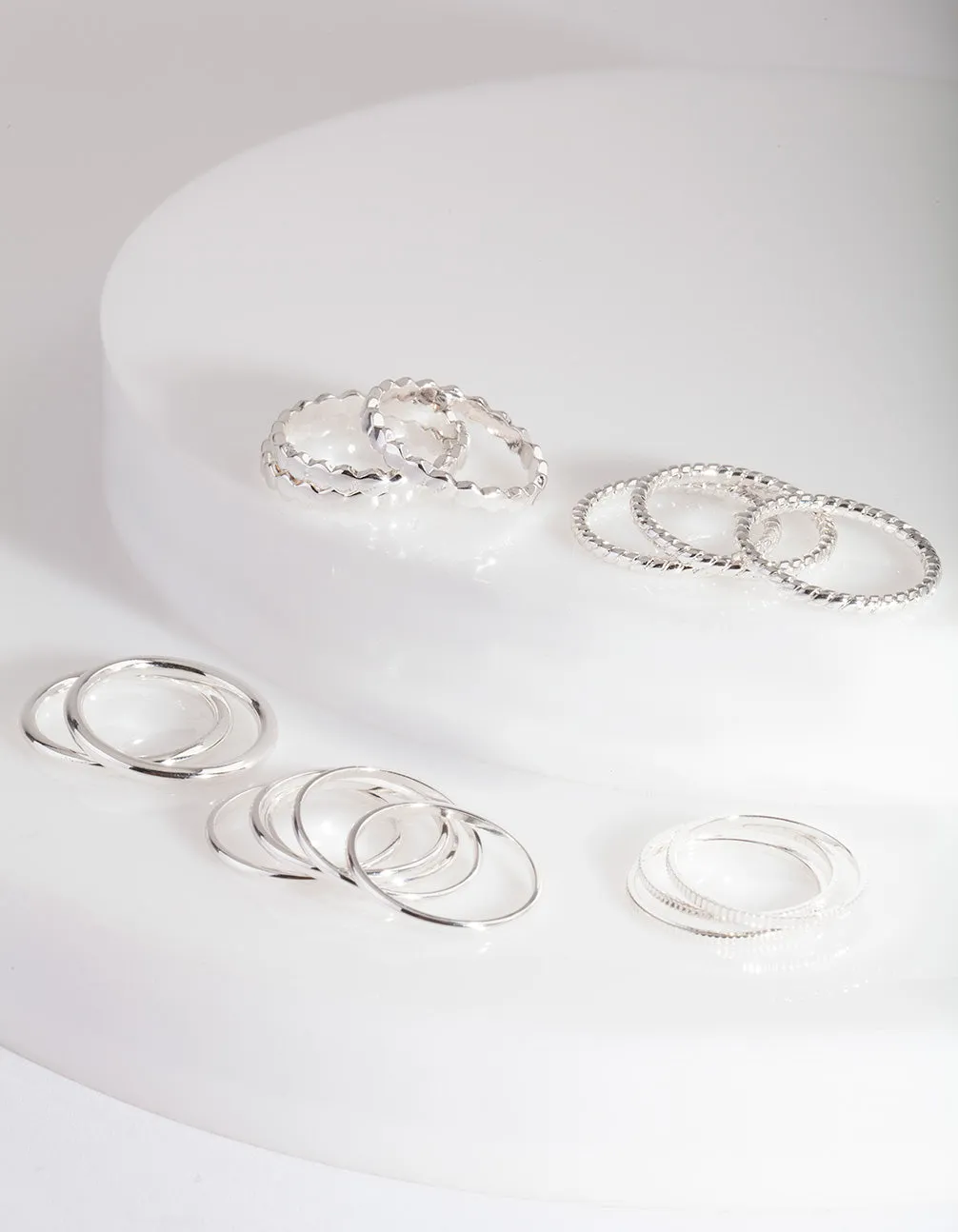 Silver Textured Stack Ring 8-Pack sold by lovisa