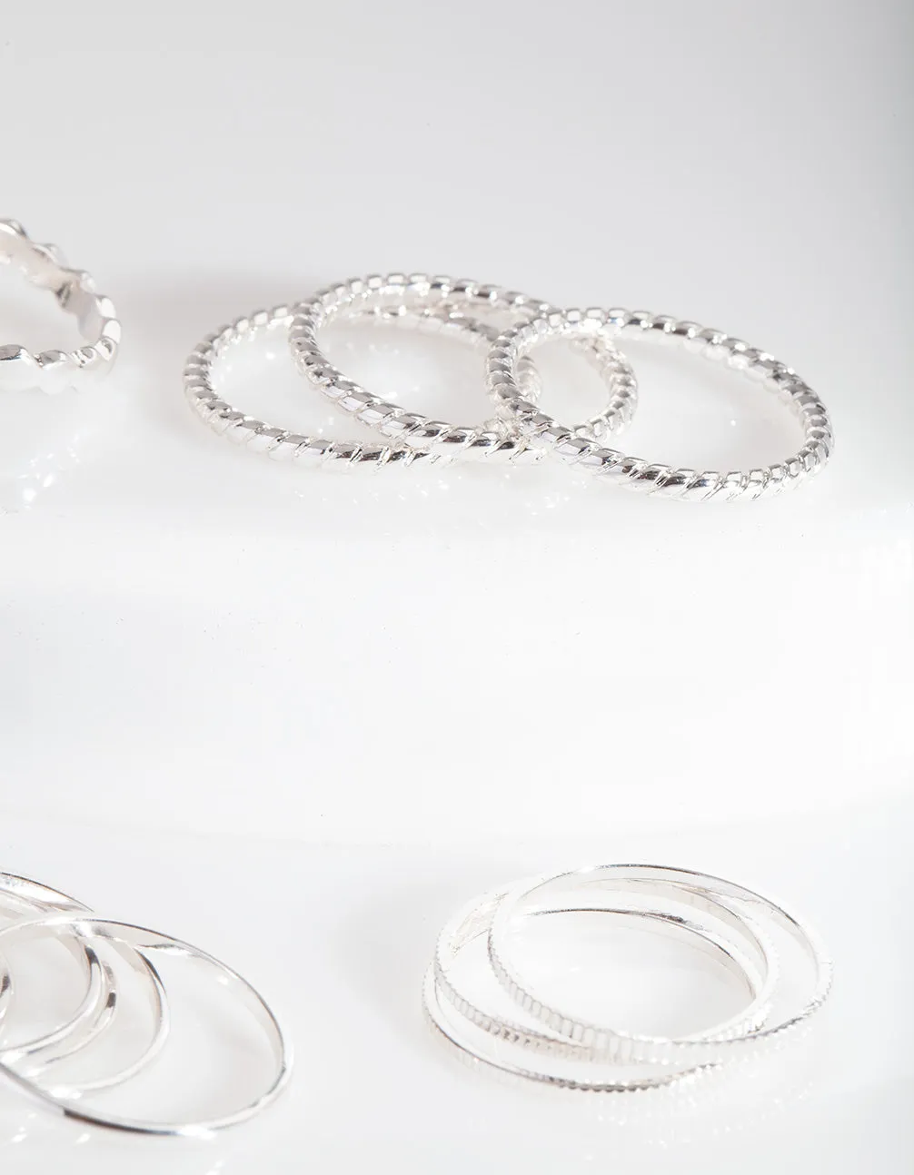 Silver Textured Stack Ring 8-Pack sold by lovisa product image thumbnail 3