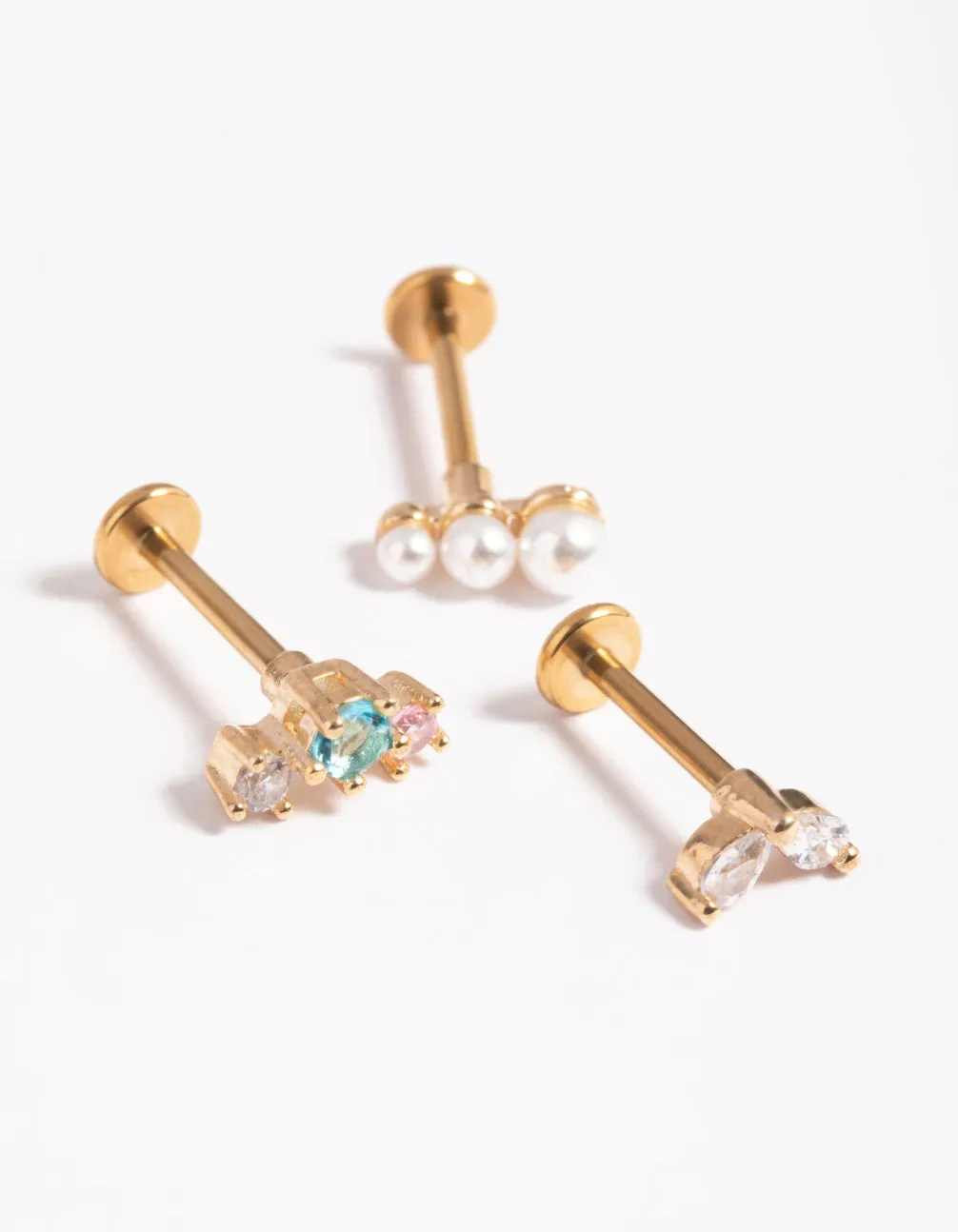 Gold Plated Titanium Cubic Zirconia Pearl Bar Flat Back sold by lovisa product image thumbnail 3