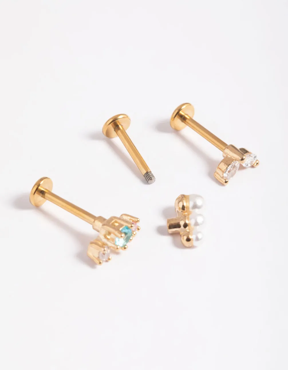 Gold Plated Titanium Cubic Zirconia Pearl Bar Flat Back sold by lovisa product image thumbnail 2