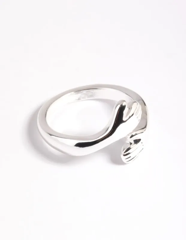 Silver Plated Hugging Hands Ring sold by lovisa