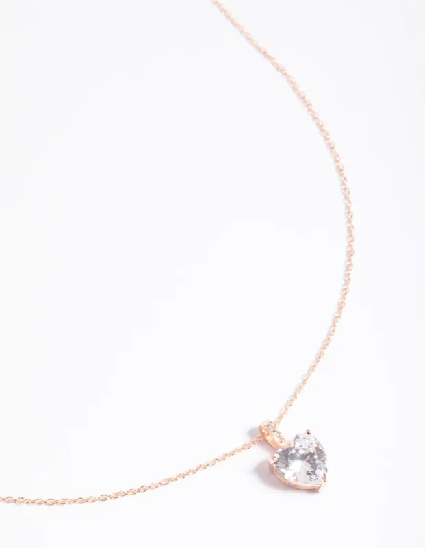 Rose Gold Plated Sterling Silver Cubic Zirconia Heart Necklace sold by lovisa