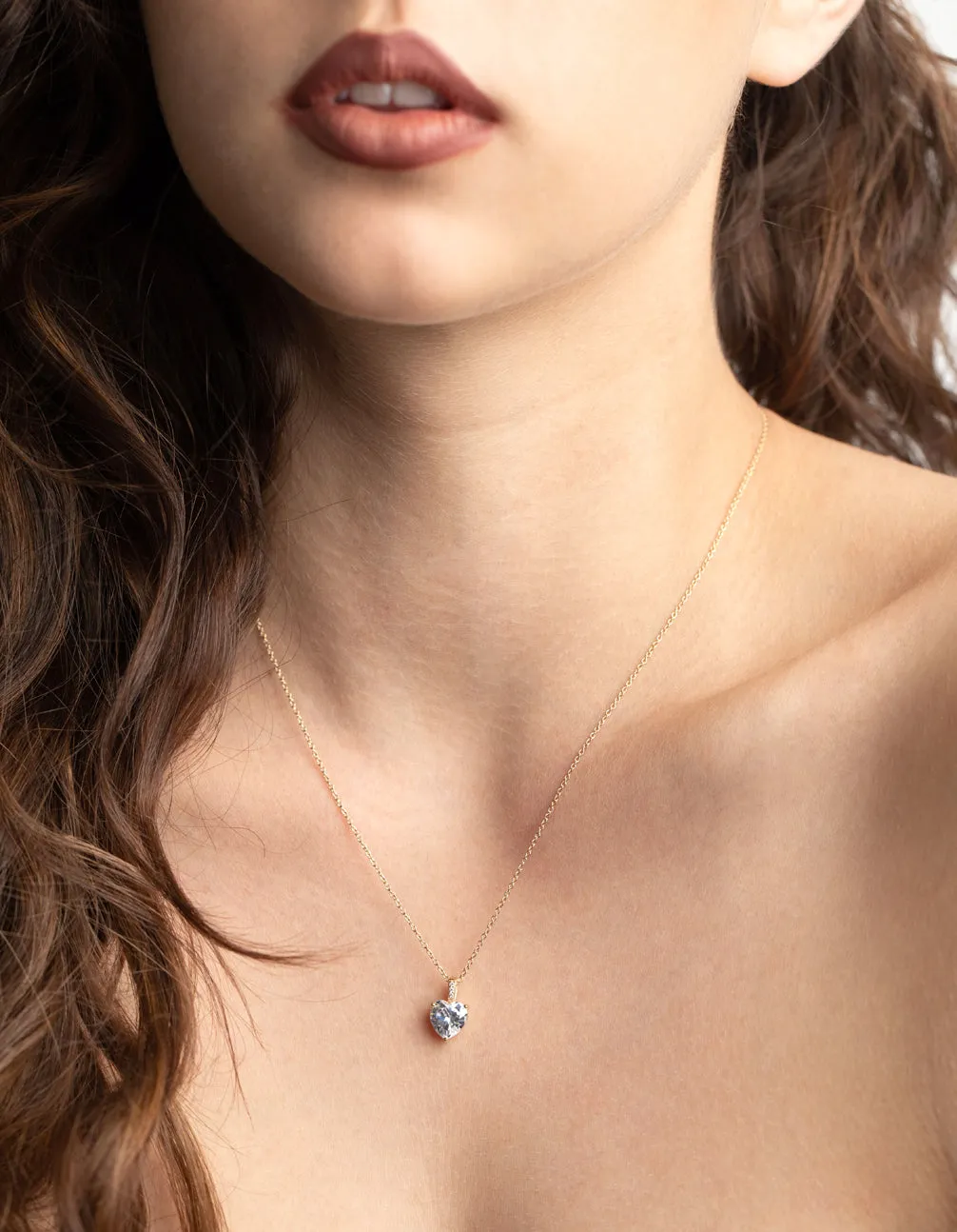 Gold Plated Sterling Silver Cubic Zirconia Heart Necklace sold by lovisa product image thumbnail 2