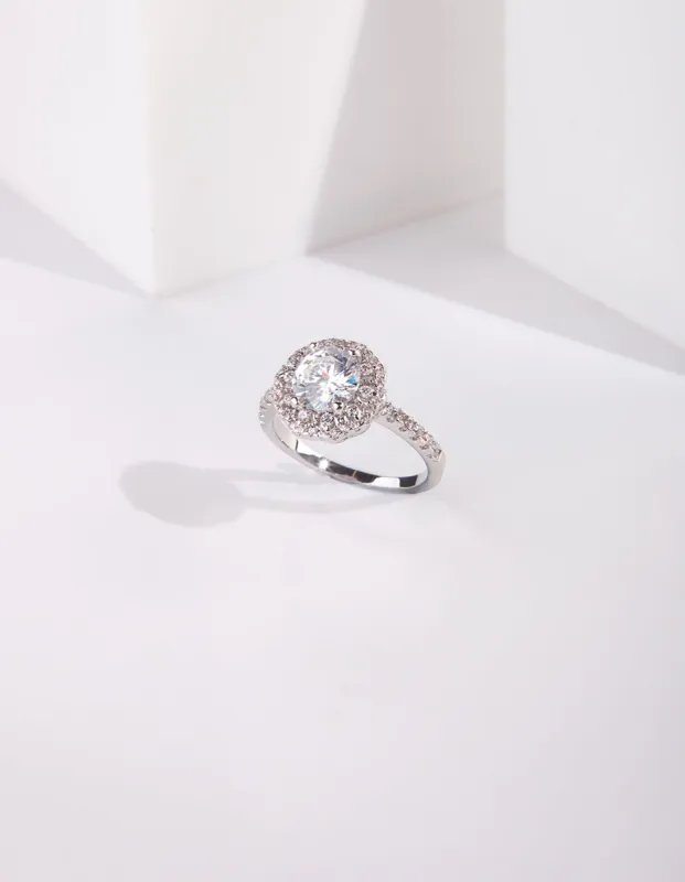 Silver Cubic Zirconia Surround Engagement Ring sold by lovisa