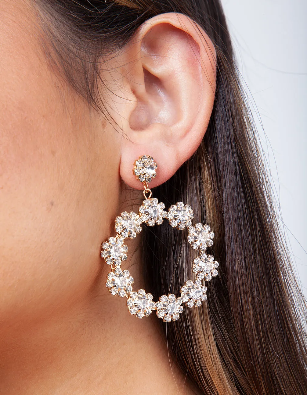 Gold Diamante Flower Circular Drop Earrings sold by lovisa product image thumbnail 5