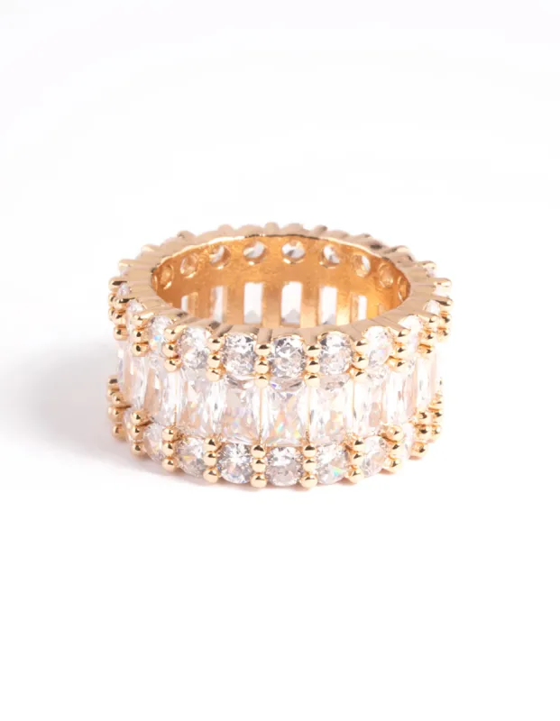 Gold Cubic Zirconia Baguette Ring sold by lovisa