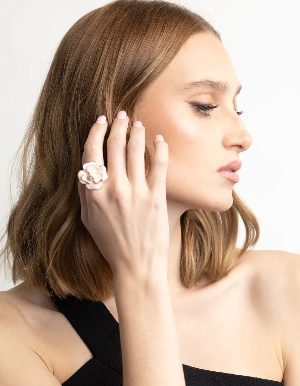 Rose Gold Blush Flower Ring sold by lovisa