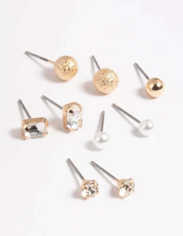 Gold Sphere Stud Earring Pack sold by lovisa