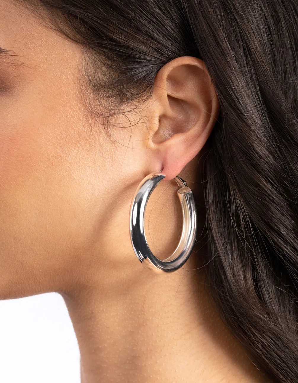 Polished Silver Chunky Hoop Earrings sold by lovisa product image thumbnail 2