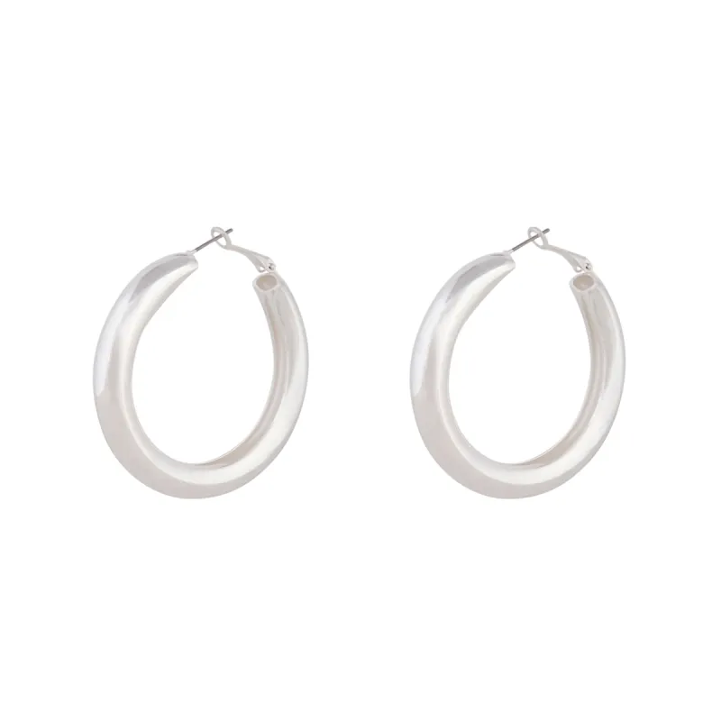 Polished Silver Chunky Hoop Earrings sold by lovisa