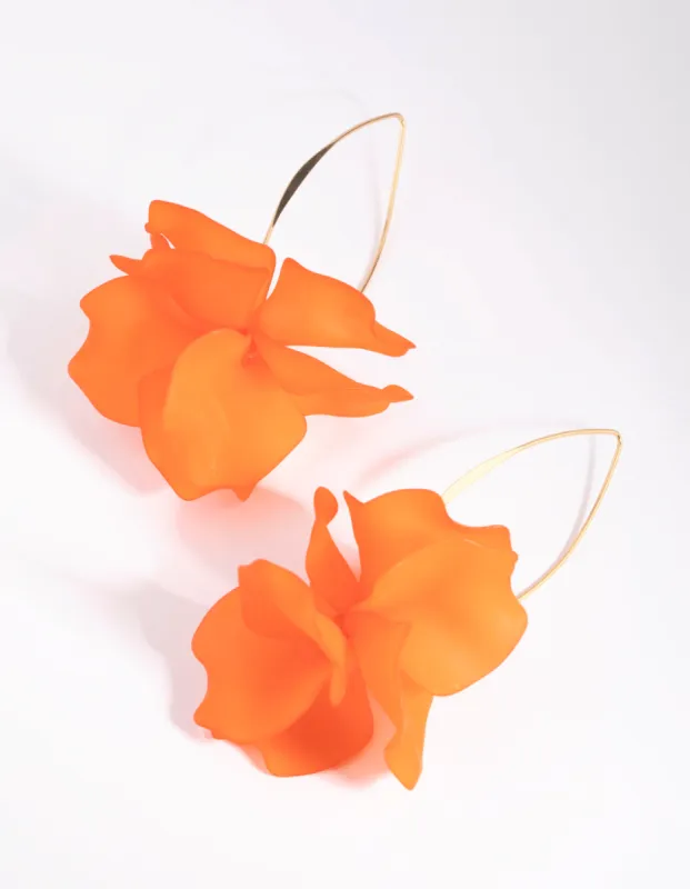 Orange Frosted Flower Drop Earrings sold by lovisa