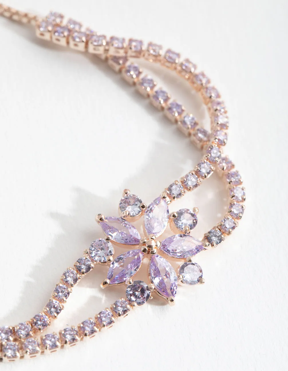 Rose Gold Cubic Zirconia Cupchain Flower Toggle Bracelet sold by lovisa product image thumbnail 2