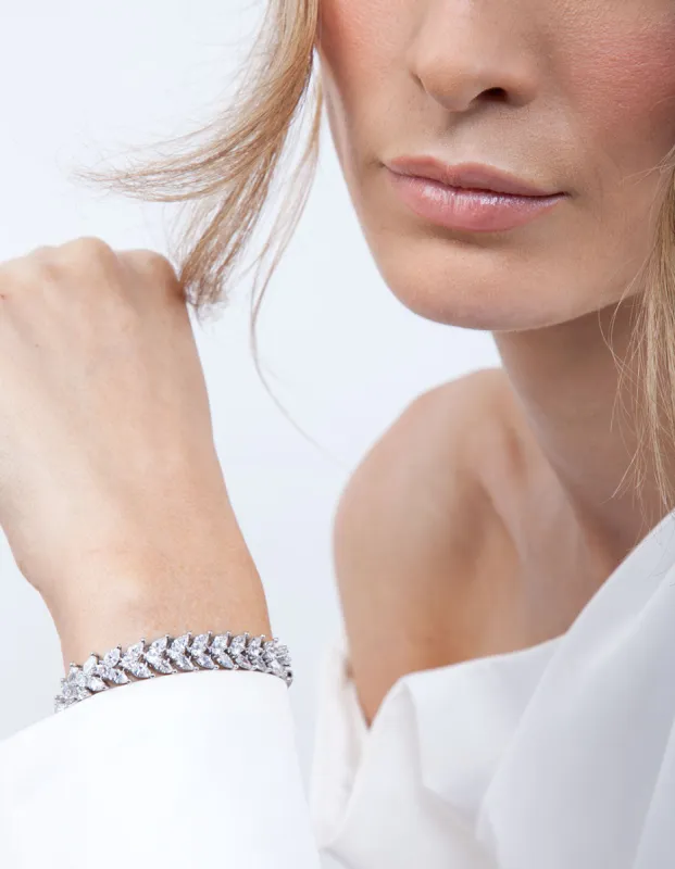 Silver Diamond Simulant Navette Bracelet sold by lovisa