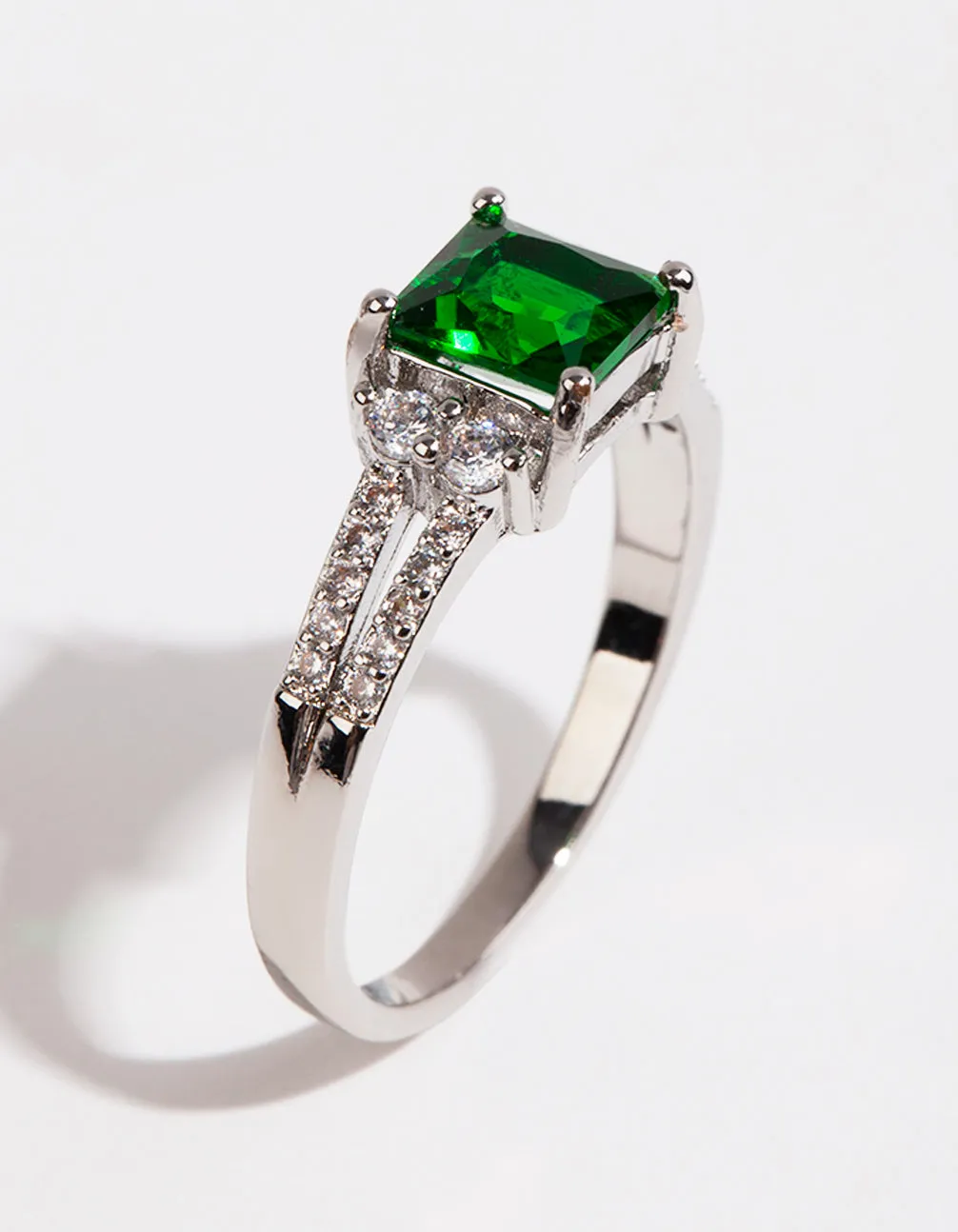Silver Square Emerald Cubic Zirconia Ring sold by lovisa