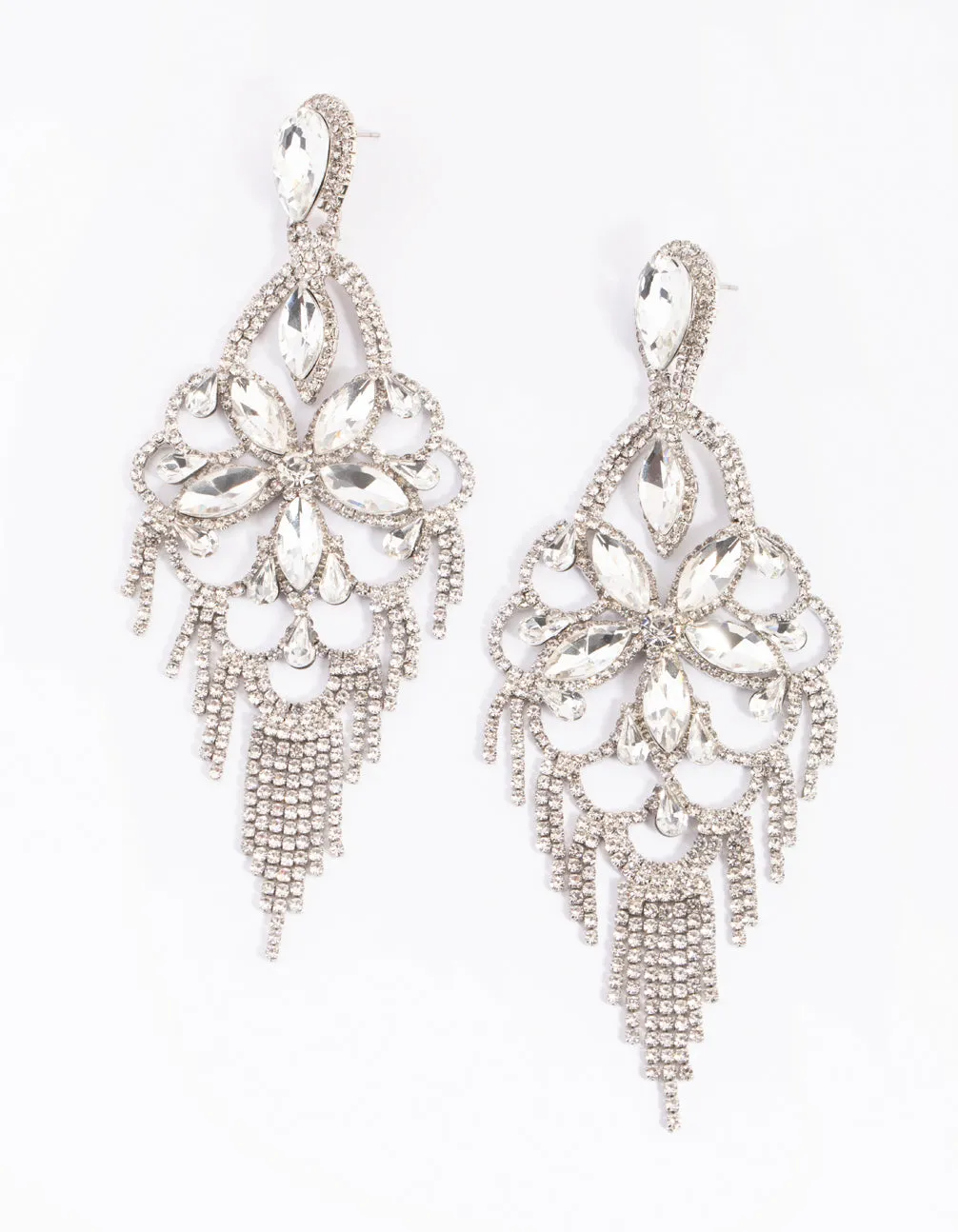 Rhodium Diamante Statement Earrings sold by lovisa product image thumbnail 3